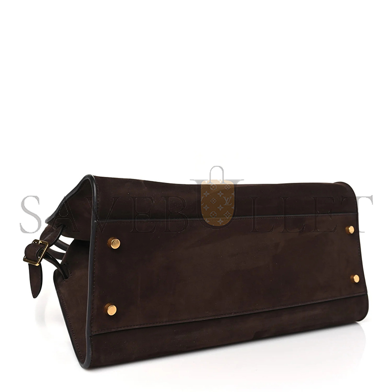 THE ROW NUBUCK MARGAUX SHOULDER 12 DARK MOCHA (38*23*18cm)